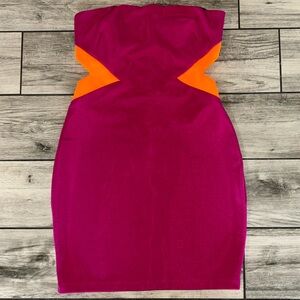 Mini Dress purple/orange cut out sides strapless 💜🧡